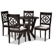 Baxton Studio Alma Modern and Contemporary Grey Fabric Upholstered and Dark Brown Finished Wood 5-Piece Dining Set